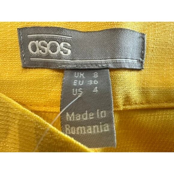 ASOS DESIGN Interlock Wide‑Leg Pants in Yellow – Size UK 8 / US 4 - Picture 2 of 4